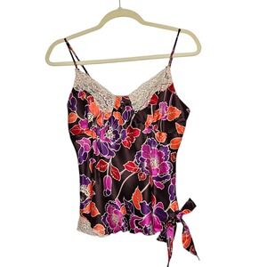 Vintage Mixit Y2k 90s Babydoll Satin Cami Top‎ Lace Brown Purple Petite S  Fairy